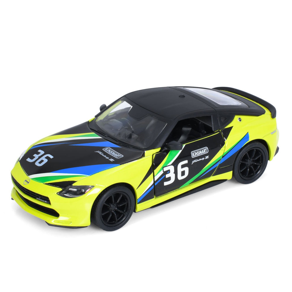 Машинка инерционная 2023 Nissan Fairlady Z Kinsmart KT5443WF(Yellow) 1:36, 12 см, открываются двери