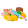 Продукты игрушечные пластиковые Bambi JJL001-2A-1AB-2AB на липучке, овощи/фрукты - 4 шт, досточка, нож
