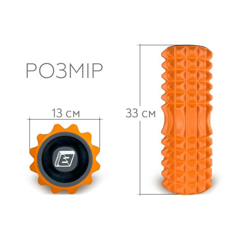 Массажный ролик Grid Rolle 1.2 EasyFitr EF-2022a-OR 33 см, с заглушками с двух сторон, оранжевый