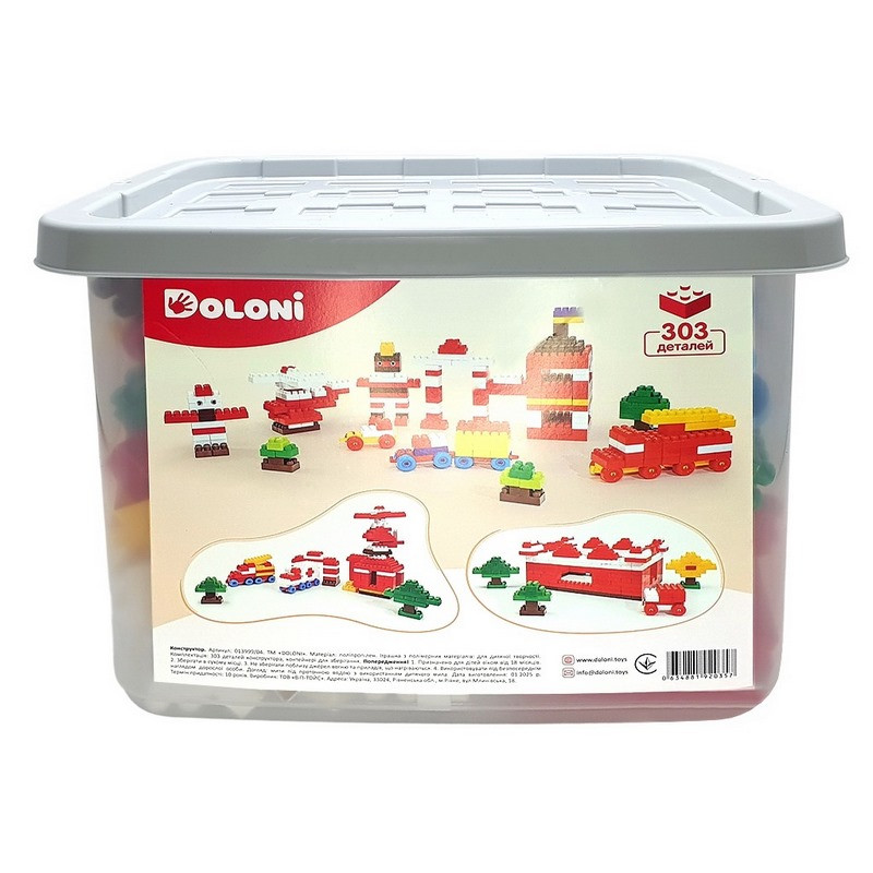 Детский блочный конструктор Doloni 013999/04 в пластиковом боксе, 303 детали