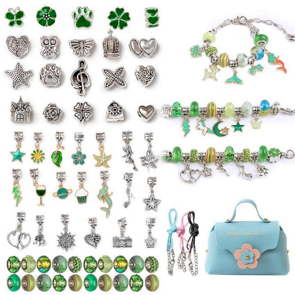 Набір для створення браслетів і підвісок Bambi B4343(Green)  із шармами