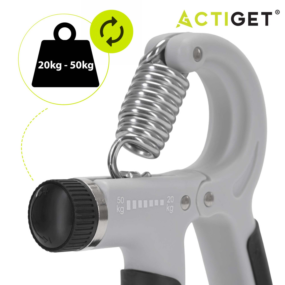 Еспандер кистьовий з регульованим навантаженням Actiget ACT0052 Grey/Black 20-50 кг