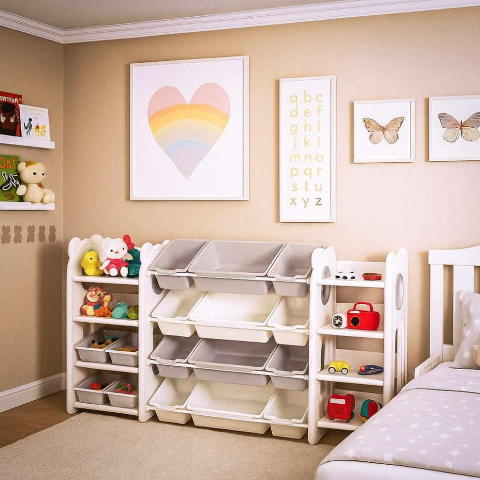 Стеллаж для книг и игрушек Oliver Mealux KD-E028 White/Grey белый-серый