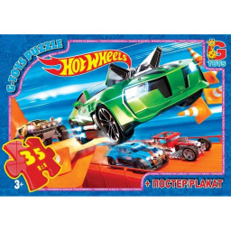 Пазл детский "Hot Wheels" G-Toys FW700 постер, 35 элементов