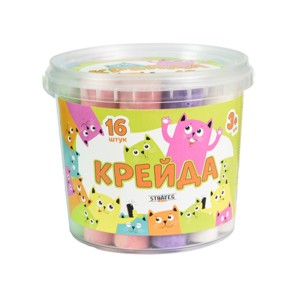 Крейда для малювання на асфальті Strateg 50139ST 16 штук, різнокольорова