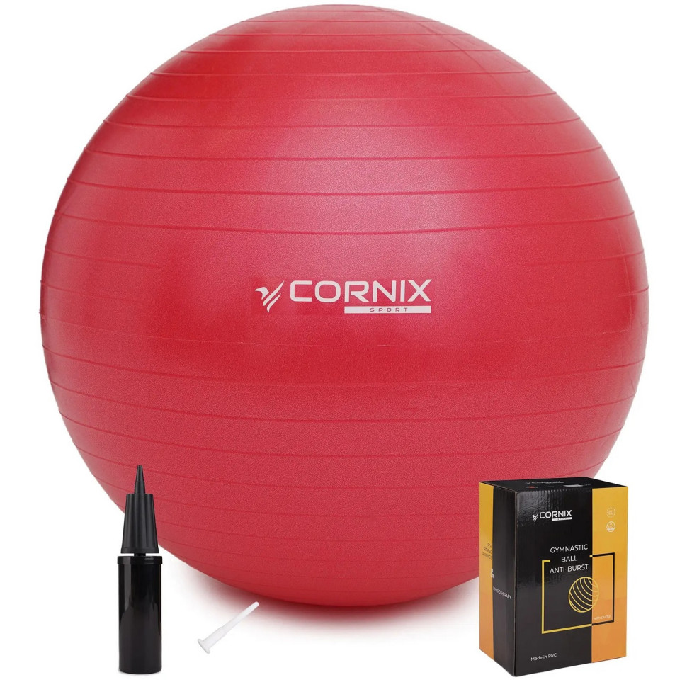 М'яч для фітнесу (фітбол) Cornix XR-0019 Red 65 см, Anti-Burst 