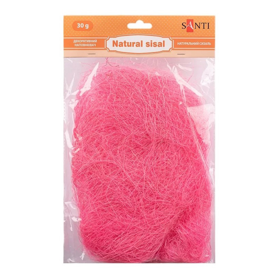 Декоративный наполнитель Сизаль Santi 742785 натуральный, 30 грамм, розовый