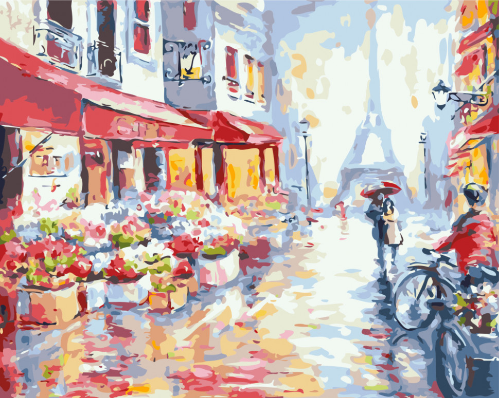 Картина за номерами. Brushme "Квіткова вулиця в Парижі" GX7959 по цене 240 грн.