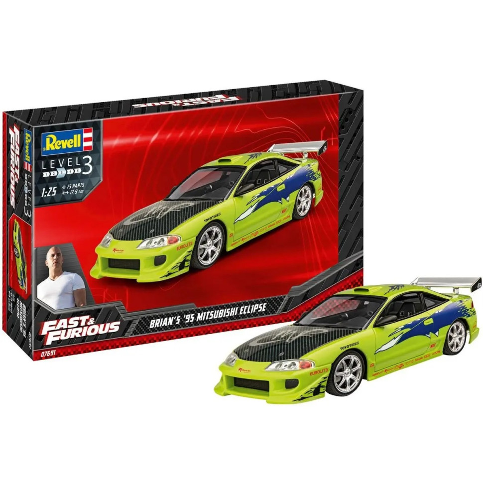 Збірна модель Автомобіль Mitsubishi Eclipse 1995 Revell RVL-07691 з к/ф Форсаж, рівень 3, 1:25