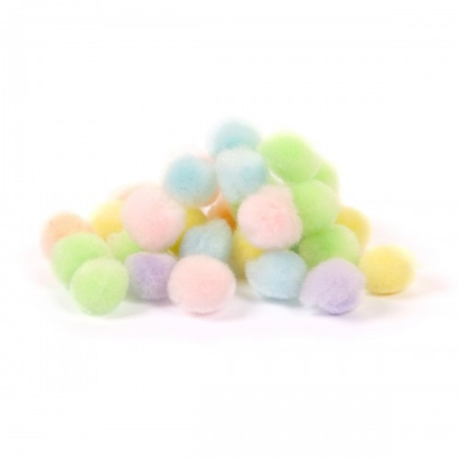 Декоративні помпони для творчості Santi 955452 пастельні кольори, акрил, d-10 мм, 30 шт