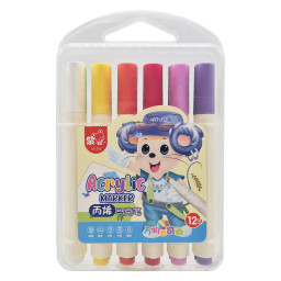 Набор акриловых маркеров "Mouse" Bambi ZS-256-12 трехгранные, 12 шт