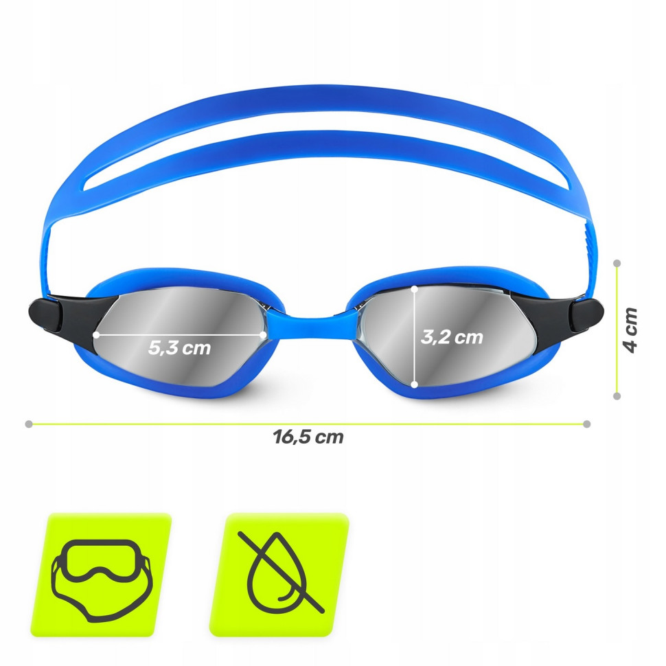 Окуляри для плавання 3 в 1 Anti-Fog TSUNAMI P-5905973401784 чохол, беруші та затискач для носа, Blue