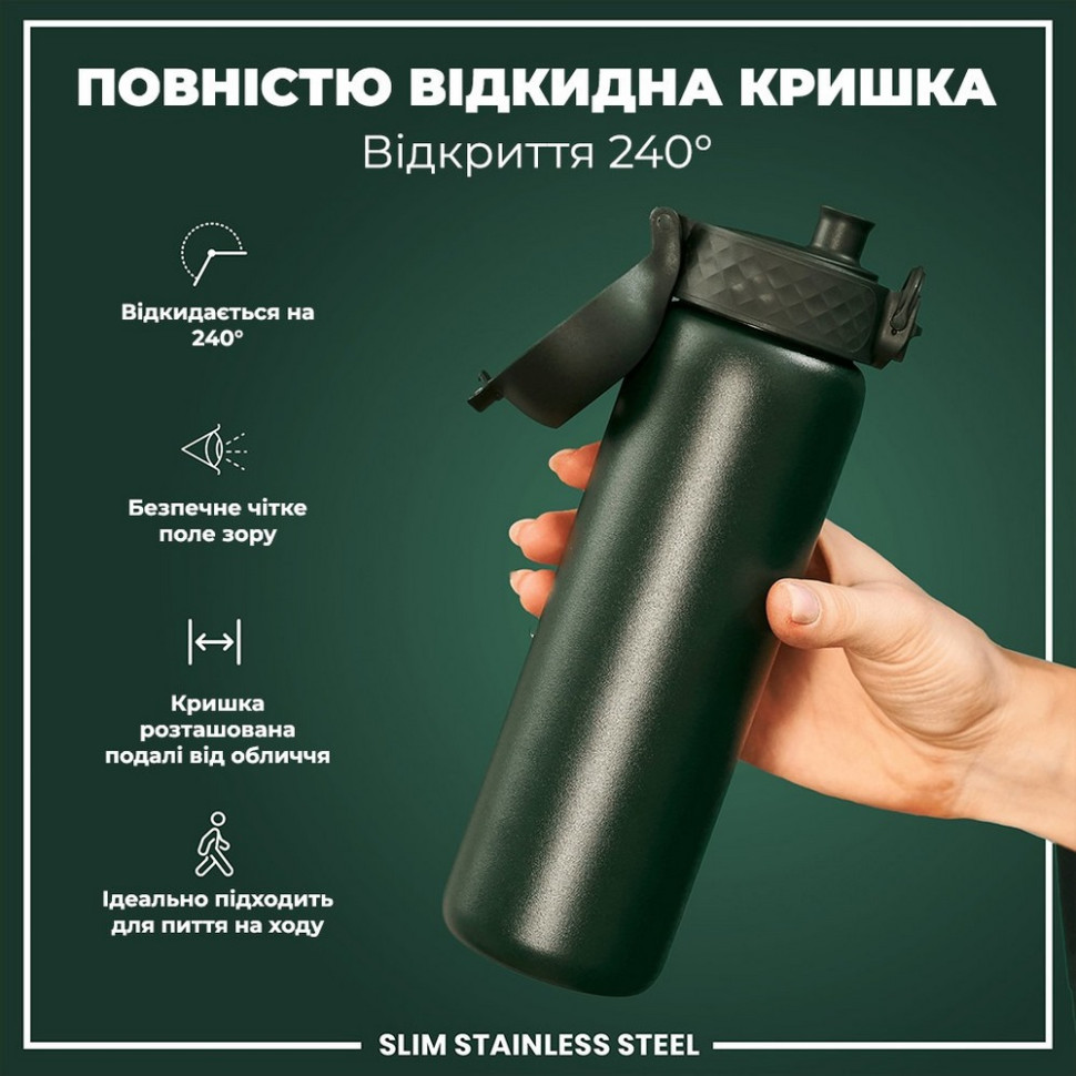 Бутылка для воды металлическая Stainless Steel ION8 I8SS600DGRE 600 мл, Dark Green