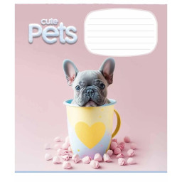 Тетрадь ученическая "Cute pets" Школярик 012-3253K-5 в клетку, 12 листов