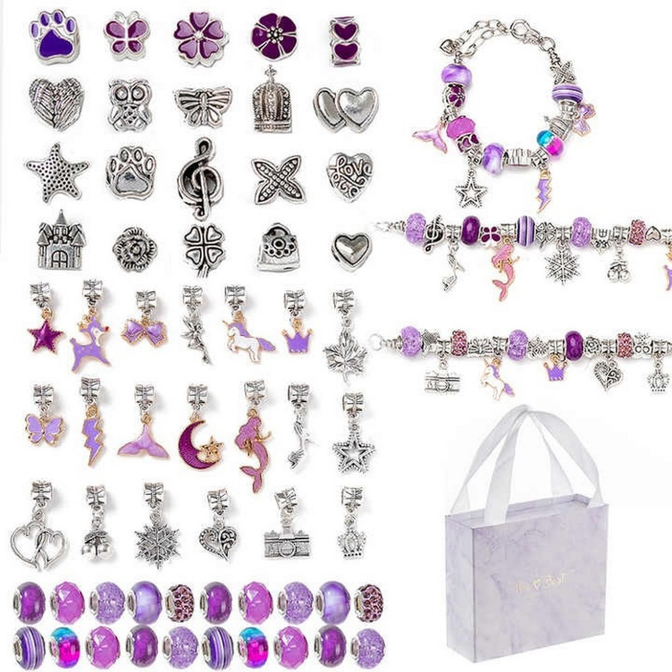 Набор для создания браслетов и подвесок Bambi B4341(Purple) с шармами