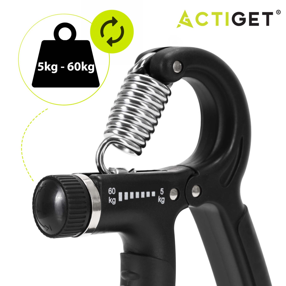 Еспандер кистьовий з регульованим навантаженням Actiget ACT0051 Black 5-60 кг