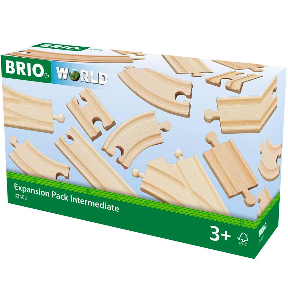 Средний набор расширений для детской железной дороги BRIO 33402-BR, дерево 16 элементов в комплекте