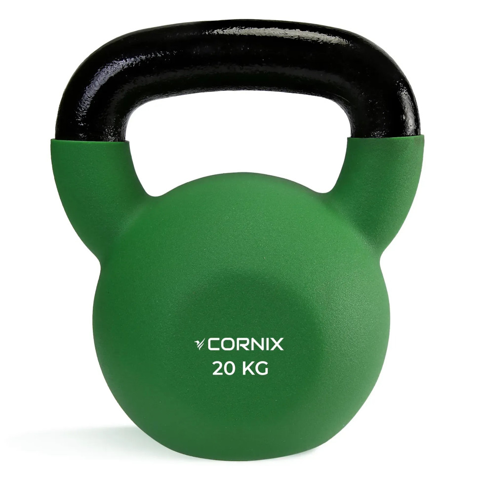 Гиря металлическая Cornix XR-0439 с виниловым покрытием 20 кг, зеленый/черный