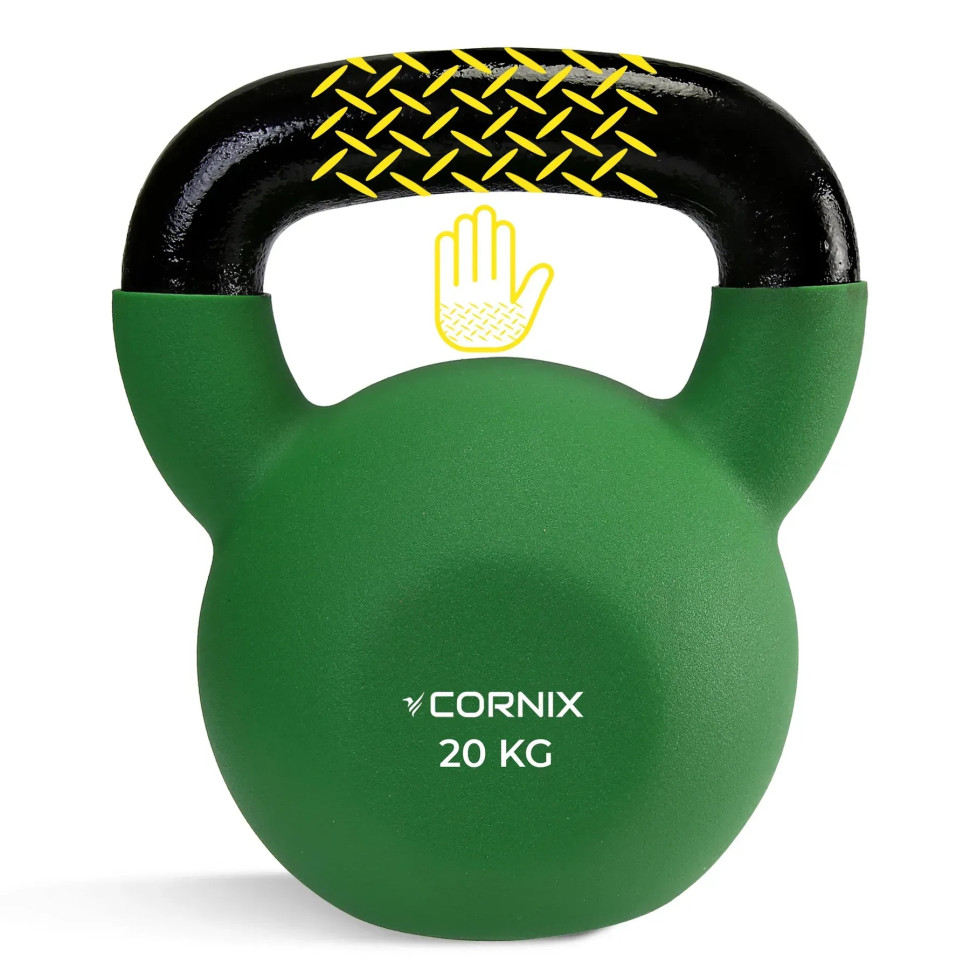 Гиря металлическая Cornix XR-0439 с виниловым покрытием 20 кг, зеленый/черный