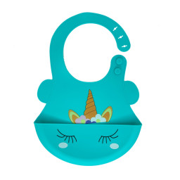 Слюнявчик силиконовый "Единорог" Mega Zayka MGZ-0615(Turquoise) с карманом