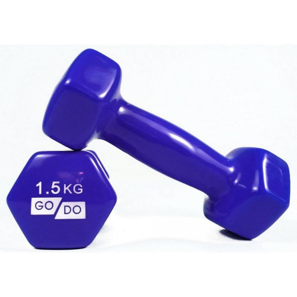 Гантели для фитнеса с виниловым покрытием GoDo GD-1.5BL 3 кг (пара)