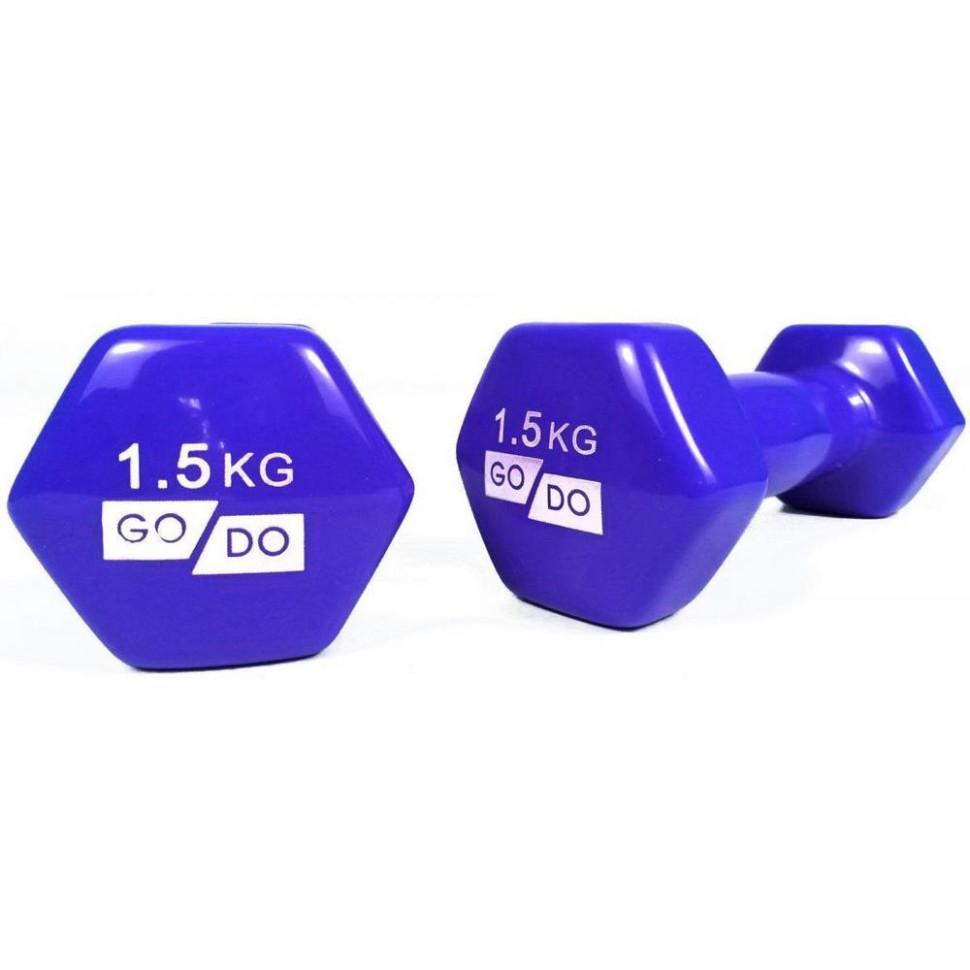 Гантели для фитнеса с виниловым покрытием GoDo GD-1.5BL 3 кг (пара)