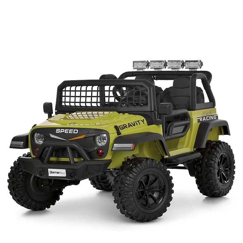 Дитячий електромобіль Джип Bambi Racer M 6376EBLR-10 до 50 кг, зелений