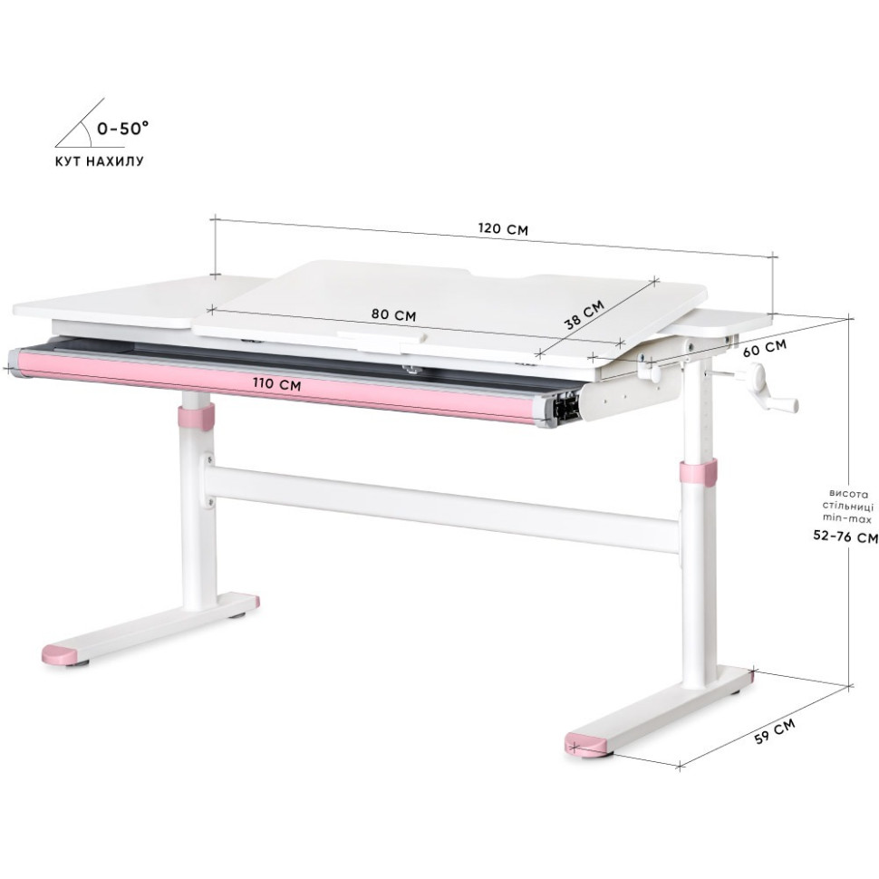 Детская парта TH-360 Lite Evo-kids TH-360 WG/PN Lite, Pink