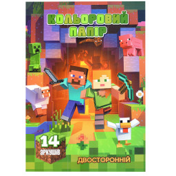 Цветная бумага двусторонняя "Mincraft" Leader 854045-2, 14 страниц 7 цветов