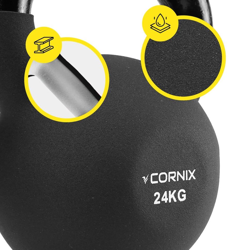 Гиря металлическая Cornix XR-0440 с виниловым покрытием 24 кг, черный