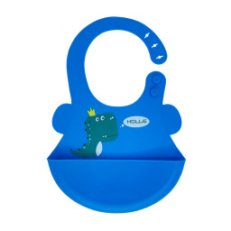 Слинявчик силіконовий "Діно" Mega Zayka MGZ-0616(Blue) з кишенею Слинявчик силіконовий "Діно" Mega Zayka MGZ-0616(Blue) з кишенею