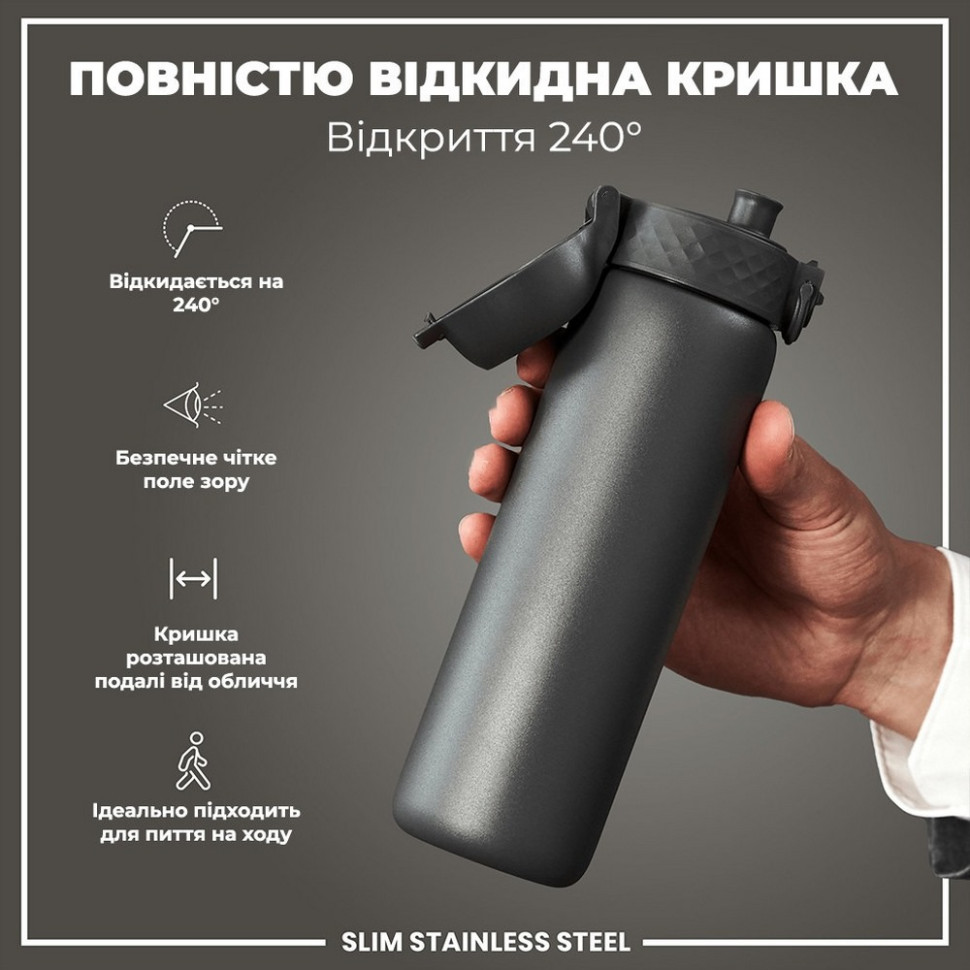 Пляшка для води металева Stainless Steel ION8 I8SS600GRY 600 мл, Grey