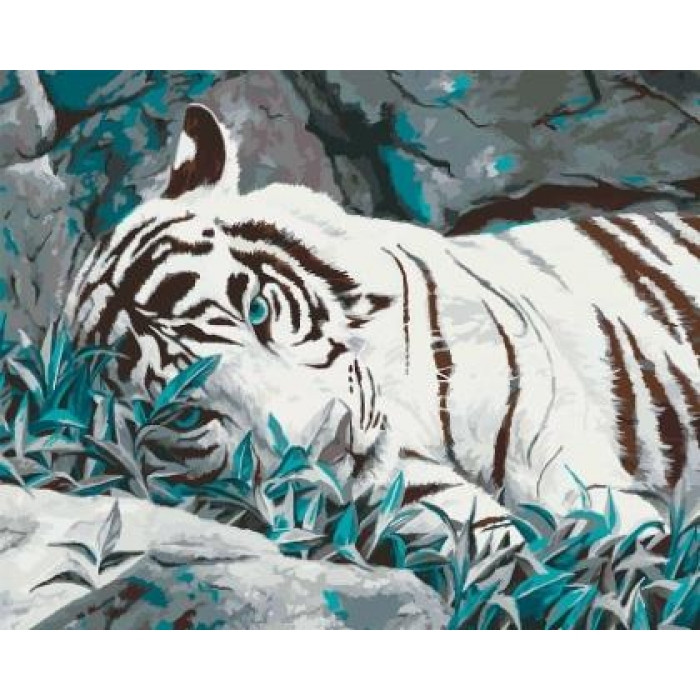 Картина за номерами. Тварини, птахи "Білий тигр" 40х50см KHO2453 по цене 240 грн.