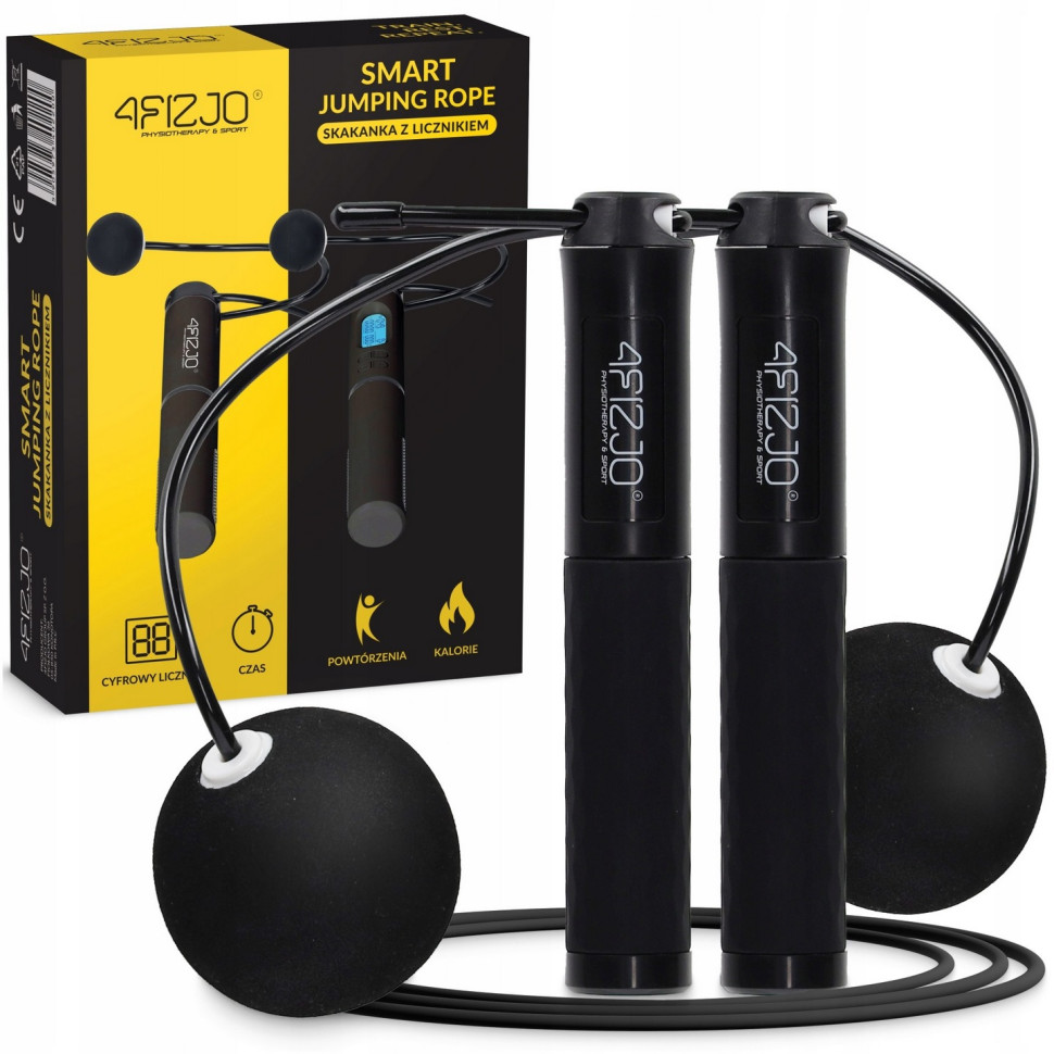 Скакалка со счетчиком 2 в 1 4FIZJO P-5905973402200 проводная-беспроводная, Black 