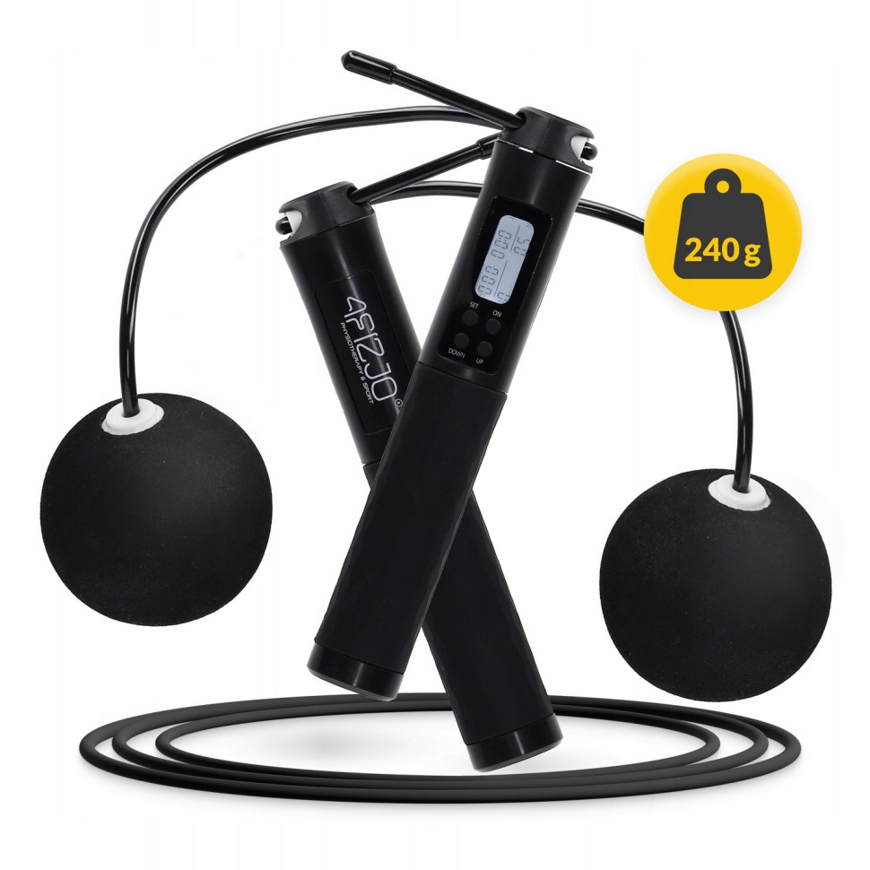 Скакалка со счетчиком 2 в 1 4FIZJO P-5905973402200 проводная-беспроводная, Black 