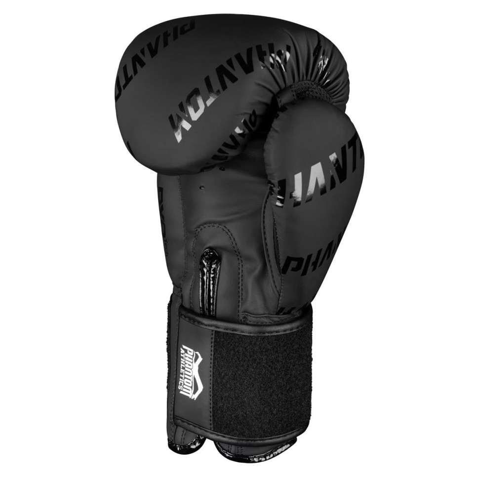 Боксерские перчатки APEX Velcro Phantom PHBG2368-12 Black 12 унций (Бинты в подарок)