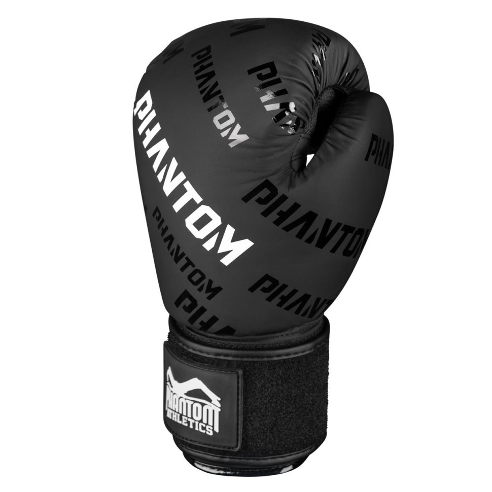 Боксерские перчатки APEX Velcro Phantom PHBG2368-12 Black 12 унций (Бинты в подарок)