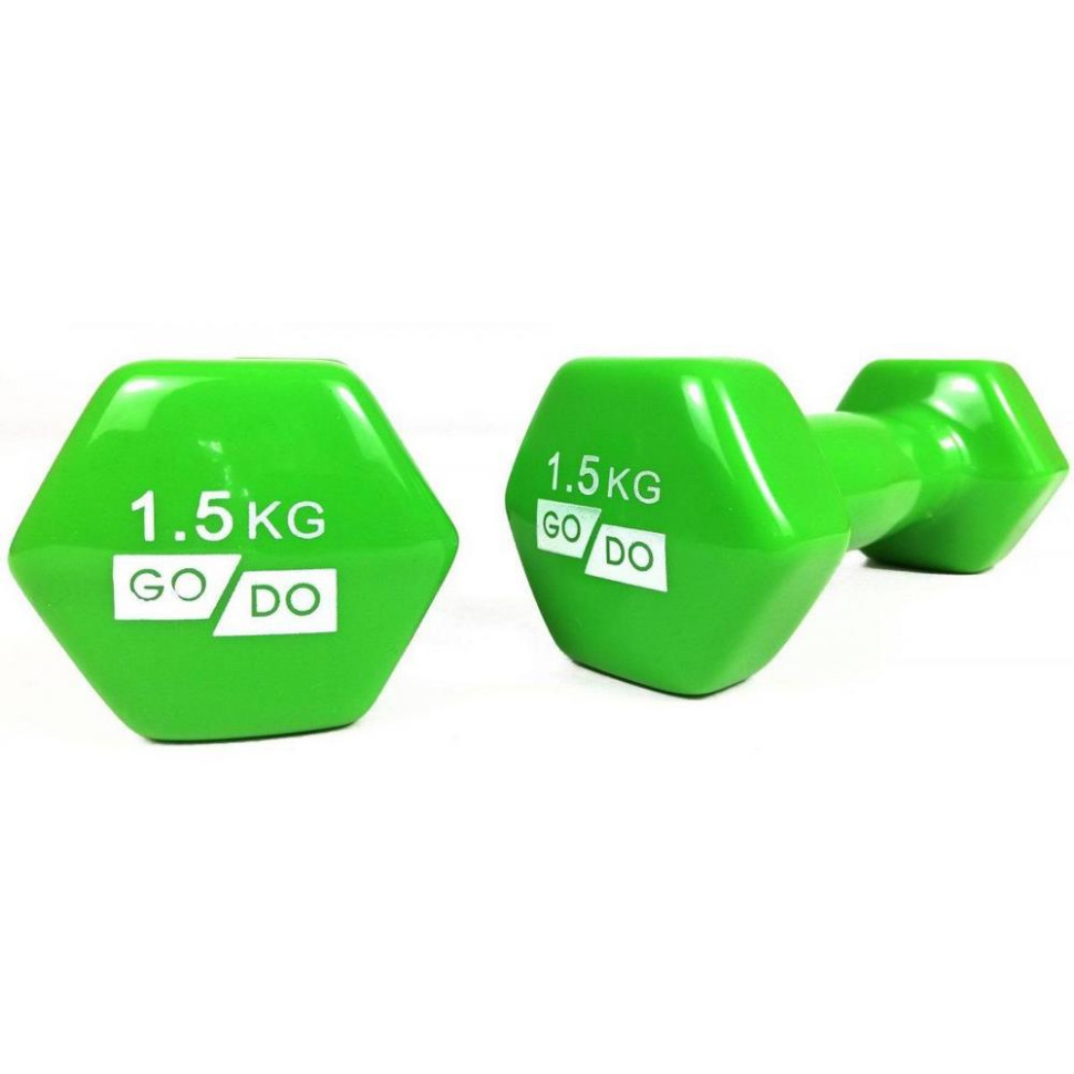 Гантелі для фітнесу з вініловим покриттям GoDo GD-1.5GR 3 кг ( пара)