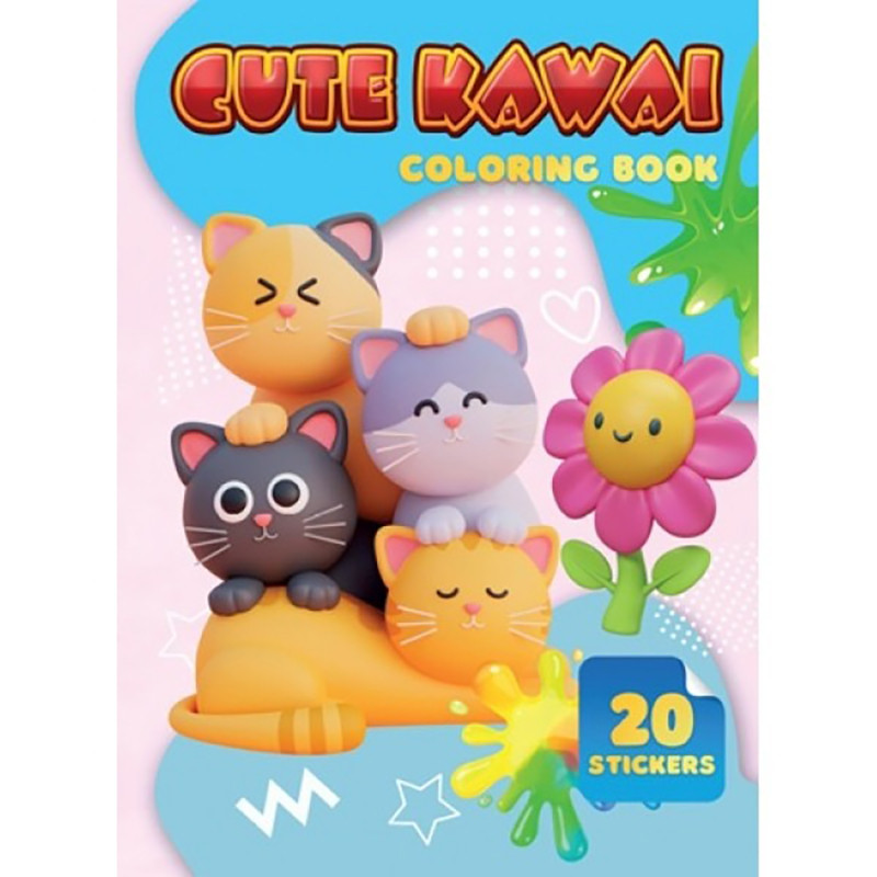 Дитяча розмальовка Cute Kawai Jumbi А06012505, 20 наліпок А4 
