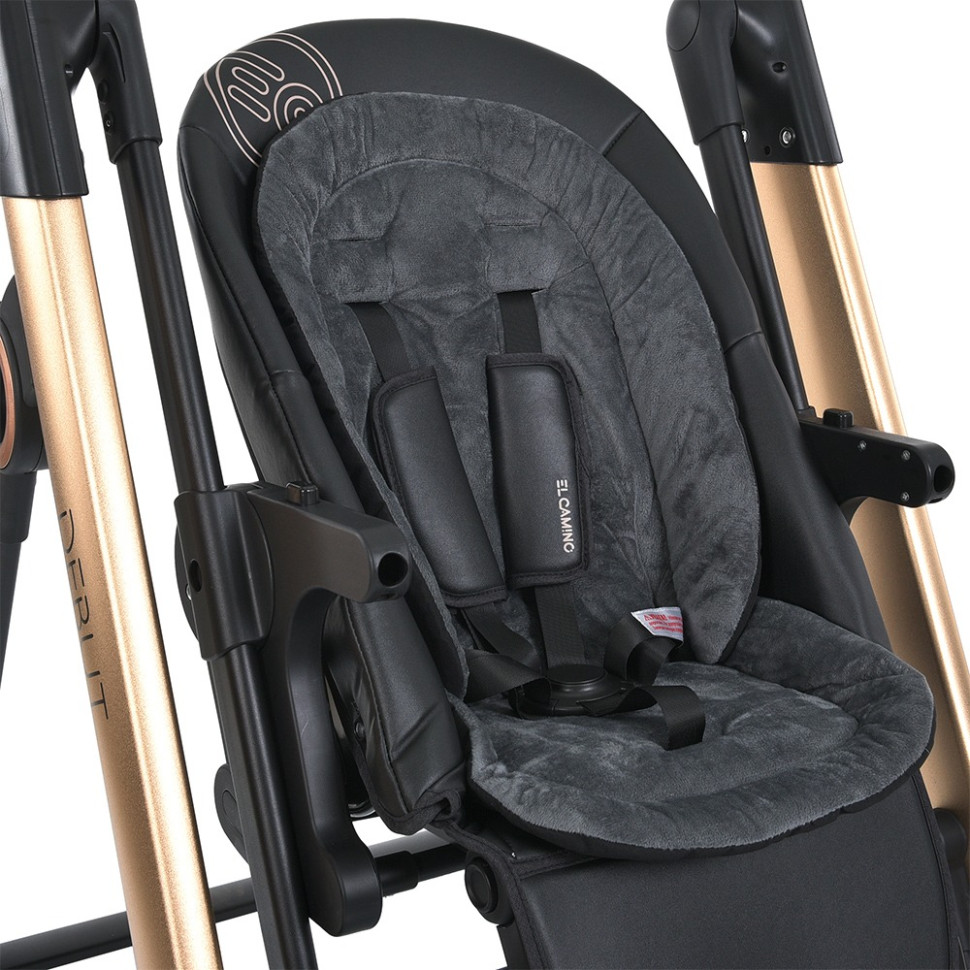 Стульчик-качели El Camino ME 1102 DEBUT Posh Black р/к, эл.прив., для кормления, 5- точен.рем.