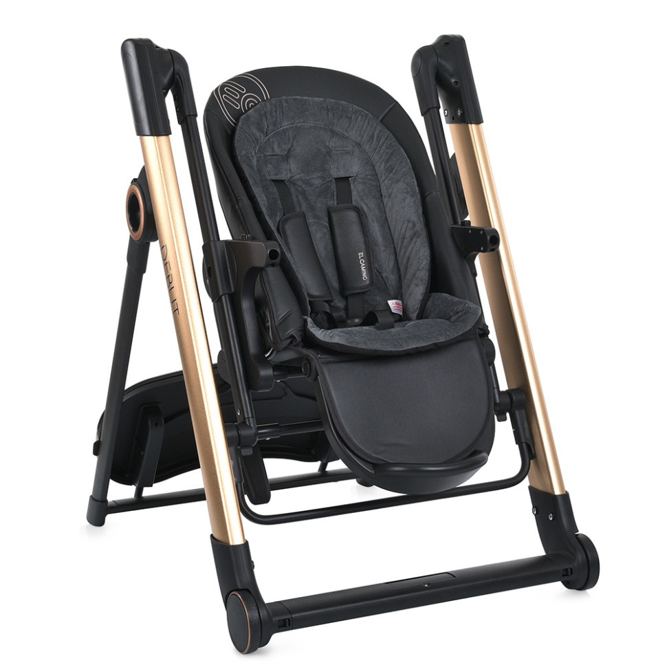 Стульчик-качели El Camino ME 1102 DEBUT Posh Black р/к, эл.прив., для кормления, 5- точен.рем.