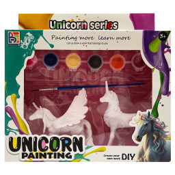 Набор для творчества Гипсовая раскраска "Unicorn" Bambi T59-2(Unicorn2) 2 фигурки, краски 6 цветов