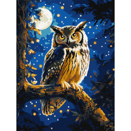 Картина по номерам "Ночная сова" &copy;art_selena_ua Идейка KHO6681 с красками металик 30х40 см