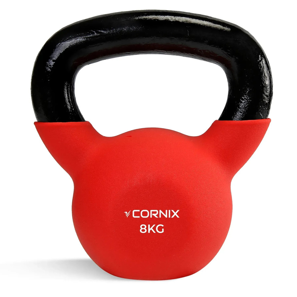 Гиря металлическая Cornix XR-0436 с виниловым покрытием 8 кг, красный/черный