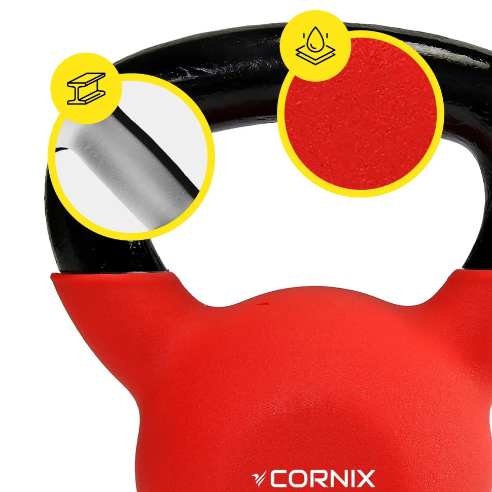 Гиря металлическая Cornix XR-0436 с виниловым покрытием 8 кг, красный/черный