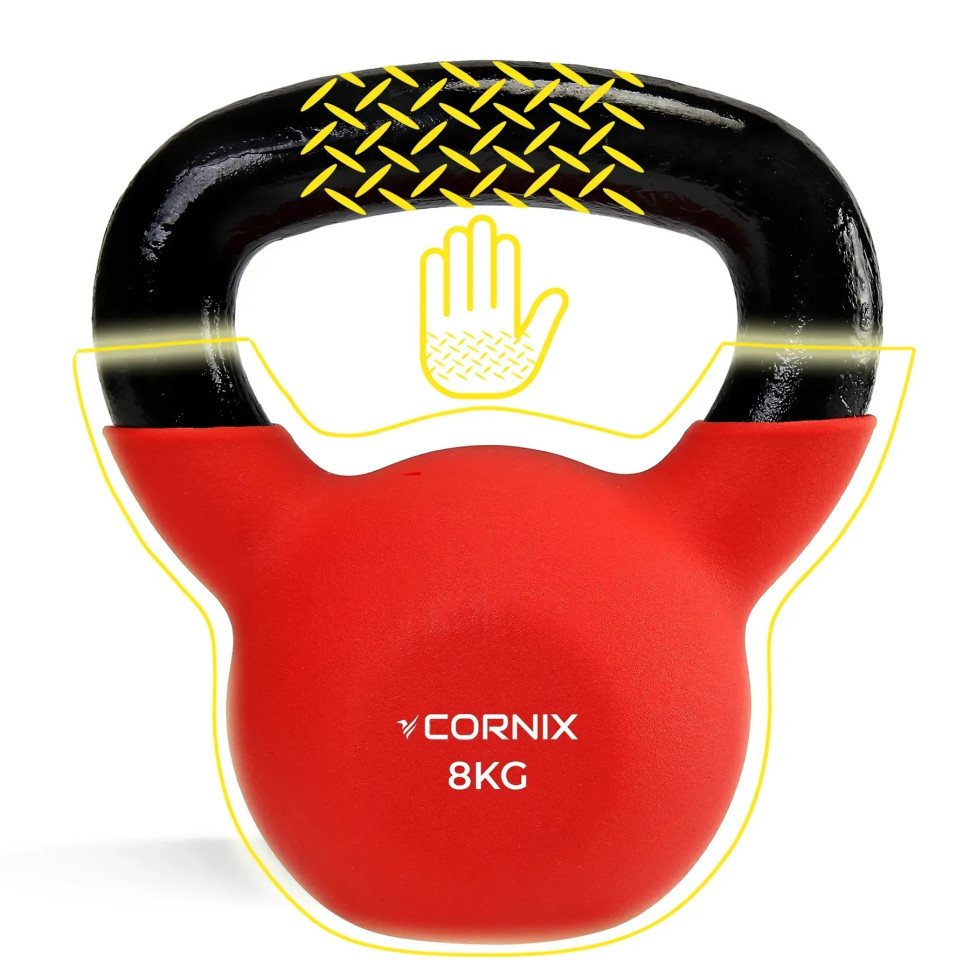 Гиря металлическая Cornix XR-0436 с виниловым покрытием 8 кг, красный/черный