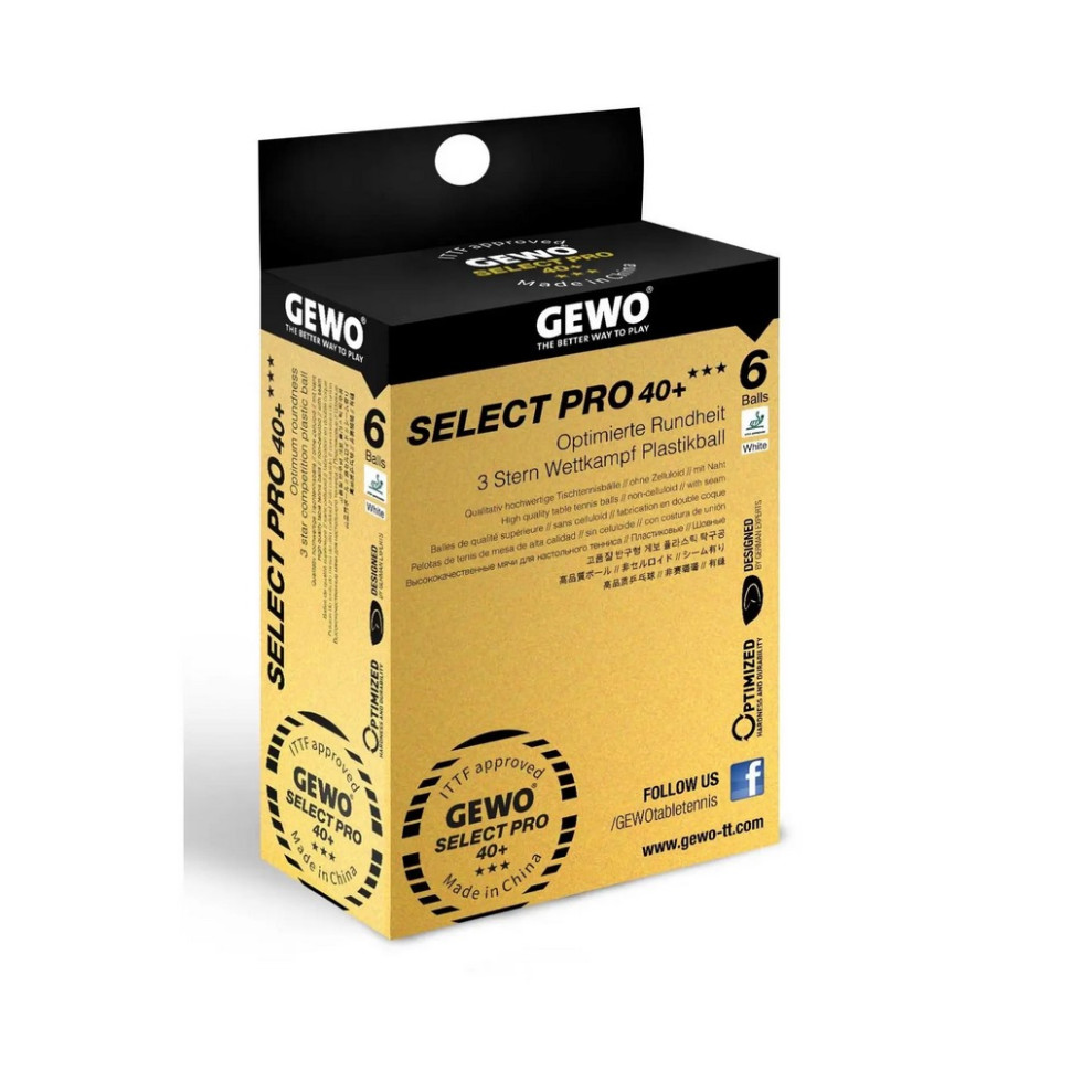 М'ячі для настільного тенісу Select Pro 40+ ITTF Gewo 931059, 6 штук (86481200)