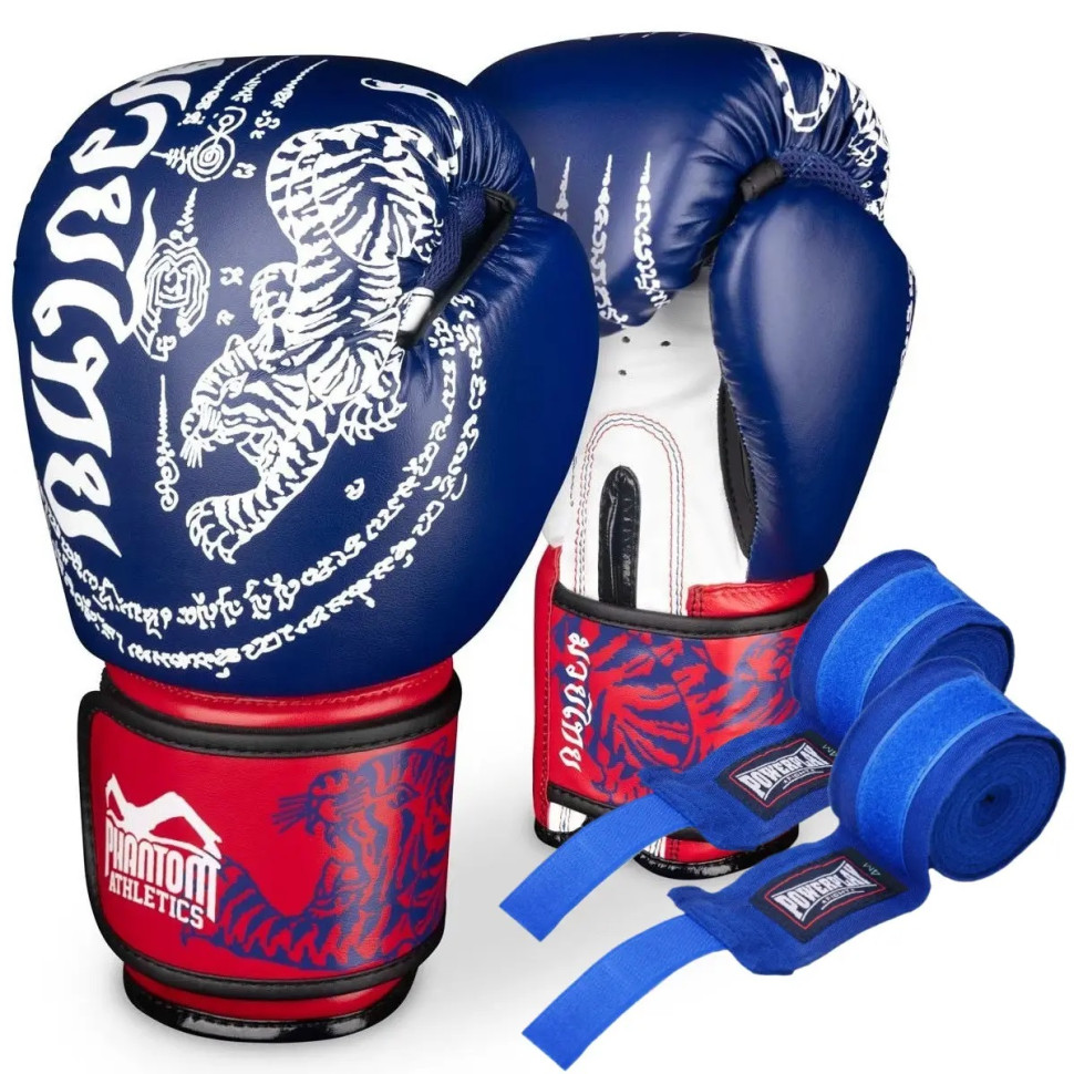 Боксерские перчатки Muay Thai Phantom PHBG2496-14 Blue 14 унций (бинты в подарок)