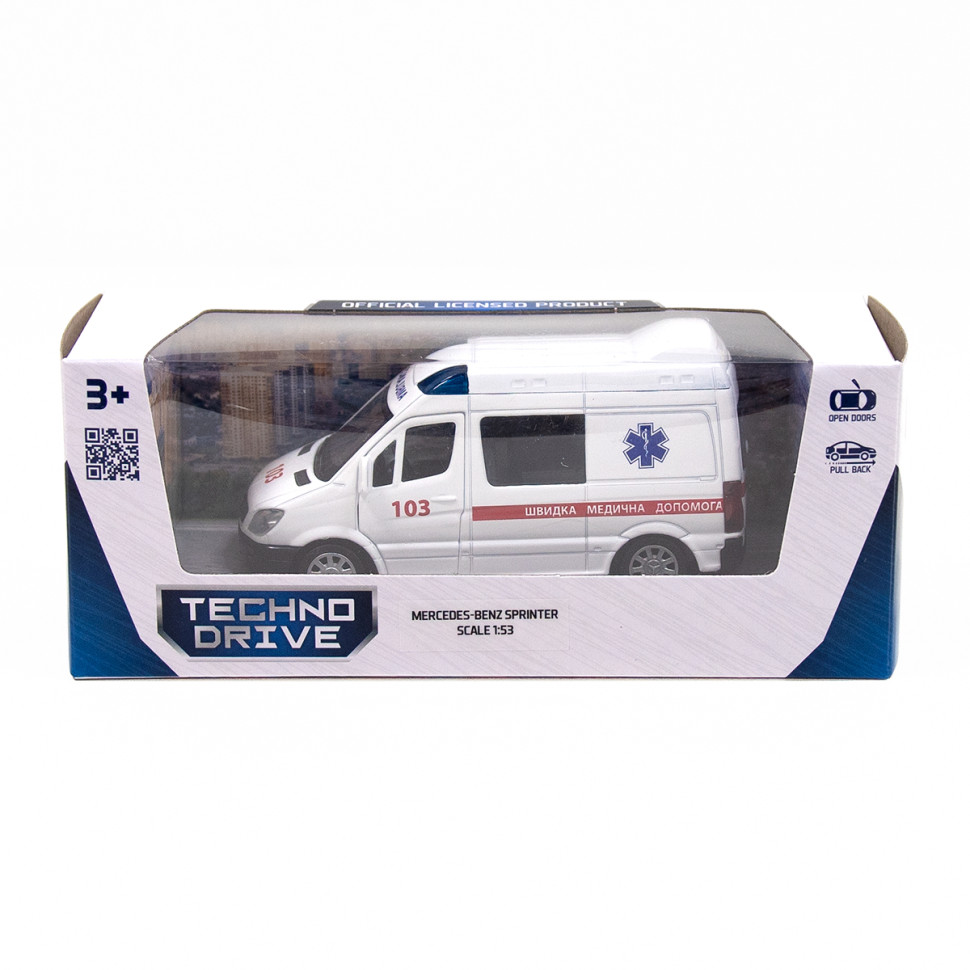 Автомодель детская Скорая помощь MERCEDES-BENZ SPRINTER TechnoDrive 250295 инерционная