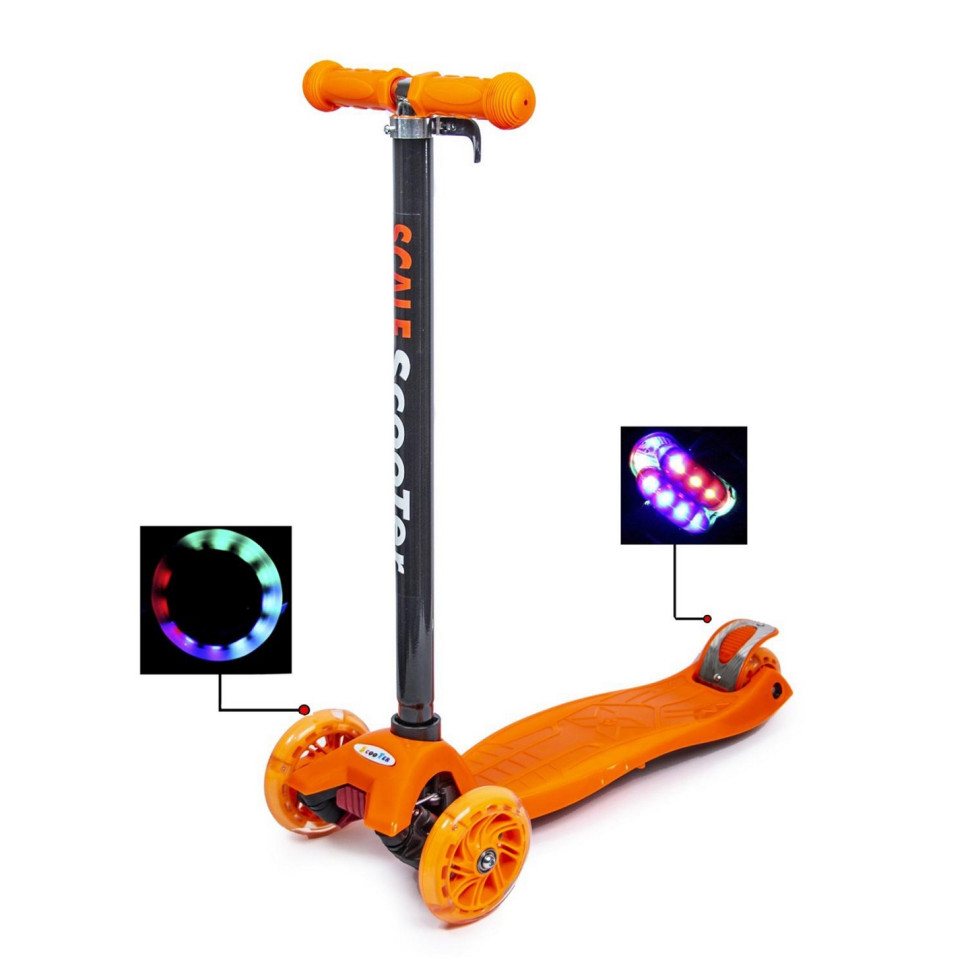 Дитячий чотириколісний самокат MAXI Bambi 1453732955 Orange з підсвічуванням